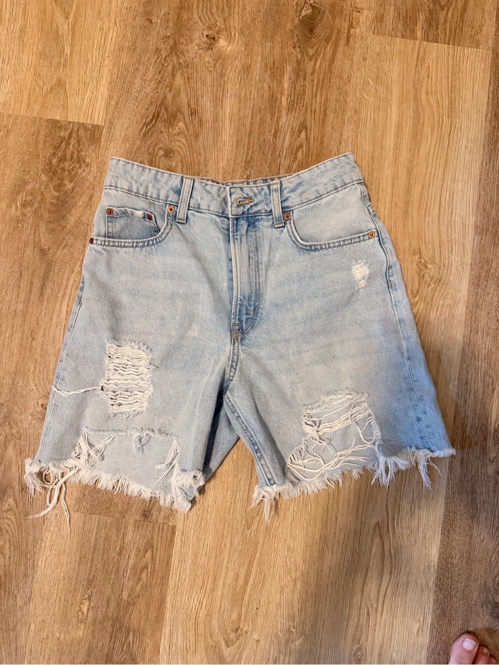 Divided high rise Light Blue Ripped Denim Shorts